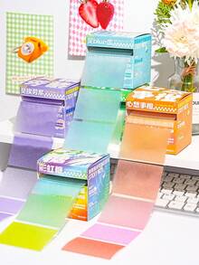 Gradient Pearl Color Expandable Sticky Notes, Reusable Strong Adhesive Colorful Marker Note Pads, School Supplies - one-size - View 2