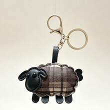 JRESSIAL Cute Plaid Sheep Keychain Cartoon Animal Bag Charm PU Leather Pendant Key Ring Accessory, Suitable For Backpack, Handbag Decoration Gift - Multicolor - View 7