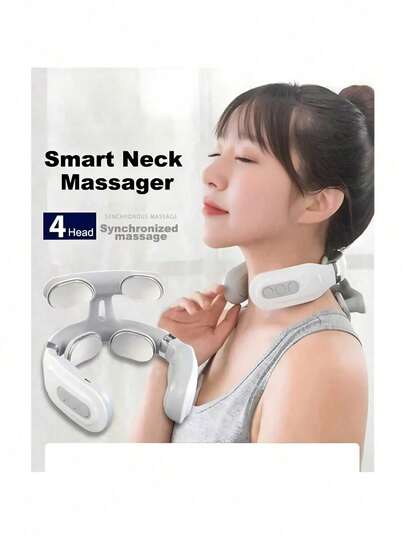 AXH. Electric Neck Massager, Neck And Shoulder Massage, Spine Relaxation, Automatic Heating, Therapy Relief, Rechargeable
