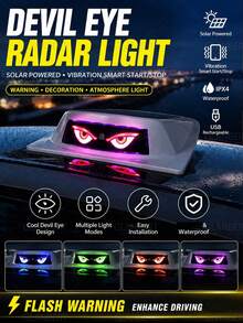 GLANBERT Radar Light Solar Powered Roof Flashing Warning Light Decorative Cover LED Ambient Light Smart Vibration Activation - Intelligent Vibration Start/stop - View 10