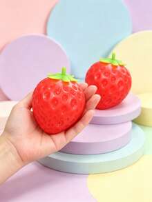 1pc Cute Realistic Strawberry Squeeze Toy, Soft Rebound Sensory Stress Relief Toy For Kids And Adults, Desktop Decoration, Relieves Anxiety, Improves Daily Mood, Suitable As Party And Holiday Gift (OPP Bag Packaging) - Multicolor - View 3