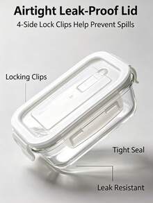 Heat‑Resistible Glass Lunch Box With Lid, Odor‑Resistant Leak‑Proof Quick‑Lock Lid Meal Container, Multi‑Capacity Clear Glass Food Keeper, Oven & Freezer Kitchen Food Storage Organizer - Transparent - View 8