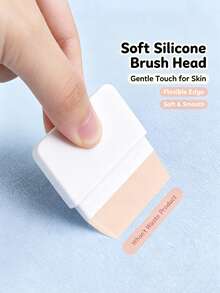Wide Flat One‑Shape Silicone Foundation Brush, Portable Standing Silicone Mask Spatula With Protective Lid, Reusable Skin‑Friendly Silicone Makeup Scraper, Won't Waste Product For Foundation Mask Mud Application, Multi‑Purpose Facial Beauty - Multicolor - View 3