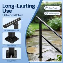 5 Step Adjustable Straight Oval Hand Rails For Outdoor Steps - Black - View 5