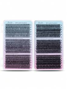 6-Piece 1-Set D Curl Cluster False Eyelashes Kit, Includes Glue (Bonding & Sealing), Remover, Tweezers, Mixed Styles, Suitable For Beginners DIY Home Use, Applicable For Wedding/Daily/Travel/Gift, Single Cluster False Eyelashes - Baby Blue - View 21
