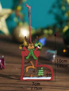1pc Reindeer Hanging Ornament Red Green Rustic Farmhouse Holiday Tree Pendant With Deer Gift Pine Tree Design For Christmas Tree Door Knob Fireplace Garland Window Party Home Decor Winter Seasonal Gifting - Style - E - View 7