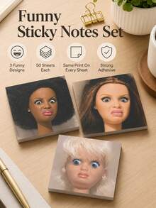 50pcs Funny & Quirky Stickers, Creative Self-Adhesive Memo Pads, High-Quality Square Tear-Off Paper, Index Labels, Divider Tabs, Bookmark Stickers, Reminder Notes, Fun Office Desk Accessories - A - View 7