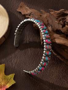 Pulseira de Olho de Cavalo Turquesa Estilo Boêmio Europeu e Americano para Mulheres, Adequada para Combinação de Roupas, Férias, Uso Diário - Colorida - Visão 5