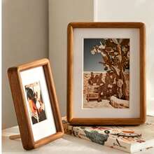 1pc Premium Mortise And Tenon Structure Solid Wood Photo Frame, Desktop Photo Frame, Creative Solid Wood Photo Frame, Birthday Graduation Gift - Mocha Brown - View 3