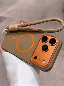 1pc Minimalist Matte Skin-Friendly Wireless Charging Magnetic Phone Case, Compatible With IPhone 18 Pro Max 17 AIR 16 15 14 13 12 Pro Max Plus, Soft Silicone Back Cover - Brown + Short Rope - View 16