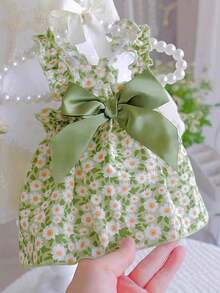 Vestido de tirantes de princesa de verano para perros pequeños, ropa para mascotas para perros pequeños/medianos - Verde - Ver 11