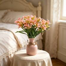 Bright Double-Petal Artificial Lilies, Durable Decorative Faux Lilies, Suitable For Living Room, Kitchen, Dining Table Display, Artificial Floral Arrangement, 12 Pieces, Vase Not Included - Multicolor - View 8