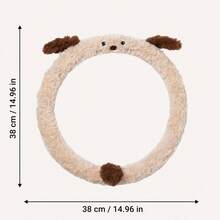 Car Steering Wheel Cover, Plush Cartoon Puppy Non-Slip Design, Autumn/Winter Car Interior Accessory, Suitable For Female Car Owners Car Decoration, Holiday Gift - Multicolor - View 3