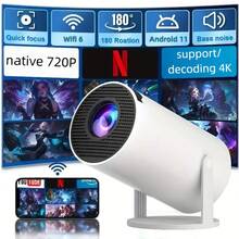 2026 Portable Mini Projector With WiFi And BT5, Native 1080P, Support/Decoding 4K, Auto Keystone Correction, Small Projector Compatible With/TV Stick/Laptop For Bedroom Wall - HY300-q - View 9