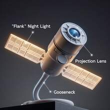 Satellite-Shaped USB Projector Light, Spaceship Design, 360° Flexible Neck, Includes 25 Slide Set, Side Wing Night Light, 45-Minute Timer, Touch Control, Bedroom Desk Decor Gift - 25-slide Set - View 4