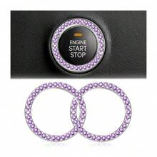 Pegatina de protección de arranque de un solo toque, anillo decorativo de encendido con logotipo del coche y strass, anillo decorativo de interruptor de encendido con strass - A - Ver 14