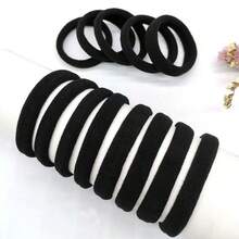 200pcs Hair Ties, Thick High Elastic Seamless Ponytail Hair Ties, Simple Solid Color Daily Hair Accessories - Black - View 5