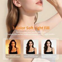 Portable Rechargeable LED Fill Light Selfie Light, Mirror Makeup Lamp, LED Phone Light With 3 Lighting Mode, Clip-On Fill Light , Makeup, Live Stream, Zoom Conference Clip Video/Photos Light/Fairy Lights/Room Lights For Phone, Camera, Notebook 250mAh - Square - View 6