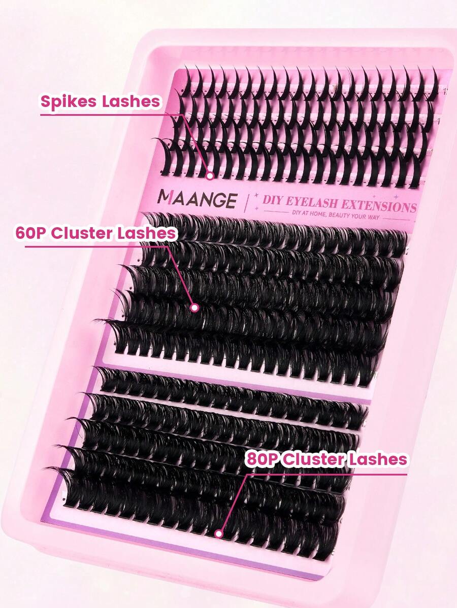 MAANGE 270pcs Cartoon Style Thickened Eyelash Extension Set, Cat Eye Single Point Eyelashes, 60P/80P Dense Cluster Eyelashes, D Curl Eyelash Cluster Set, 12-18mm, 3 Styles, Pointed Eyelash Clusters, Single Cluster Eyelashes, Gift For Girls