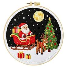 Christmas Embroidery Kit, 1 Pack Cross Stitch Kit,DIY Embroidery Starter Kit For Adults & Beginners, DIY Needlepoint Kit With Embroidery Hoop Thread Needle For Craft Lover Birthday Christmas Gifts ,20*20cm/7.9*7.9in - Christmas Theme - View 3