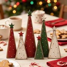 1/3/6pcs Rustic Wooden Christmas Tree Desktop Decor, Vintage Style Christmas Tree Ornament, Suitable For Fireplace Mantel, Tabletop, Shelf And Holiday Party Decoration, Also An Ideal Christmas Gift For Family And Friends - Christmas Ornament - View 4