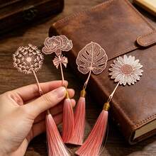 1pc/4pcs/8pcs Metal Carnation Sunflower Leaf Dandelion Bookmark, Pink Metal Flower Bookmark, Perfect Gift, Back To School, School Supplies, Perfect Gift For Book Lovers - Multicolor - View 1