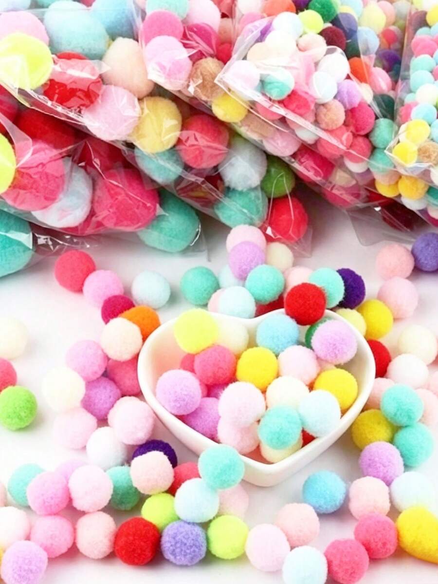 1.5/2mm Mixed Color Fluffy Soft Pom Poms Balls Handmade DIY Crafts Home Decor Sewing Supplies - Multicolor - View 1