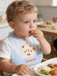 1pc Lightweight Silicone Baby Bib, Portable Dust-Proof, Water-Proof, Oil-Proof, Stain-Resistant, Silicone Material - Multicolor - View 11