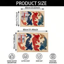 1pc Retro Goldfish Design Microfiber Bath Mat,Non-Slip And Soft Bathroom Floor Rugs,Doormat,Water Absorption Mat,Machine Washable,Low Pile,TPR Backing,Knit Fabric,For Bedroom,Kitchen,Entryway,Indoor Use,Accessories & Home Decor,Perfect New Home Gift. - Multicolor - View 3