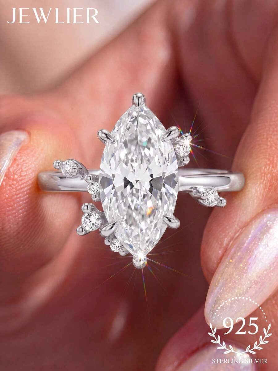 1pc Classic Unique Zirconia 925 Sterling Silver Ring, Exquisite And Distinctive, Suitable For Women, Perfect For Parties And Galas, Meticulously Crafted, An Ideal Anniversary Gift For Girlfriend