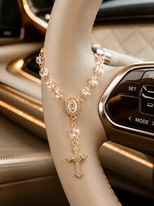 1 buah Liontin Salib Bunda Maria Kristal Berlian Imitasi, Ornamen Gantung Dekorasi Interior Mobil Wanita yang Elegan, Universal untuk Setir, Kaca Spion, dan Tas Tangan, Hadiah Gaya Religius yang Indah, Cocok untuk Keluarga dan Teman - A - View 1