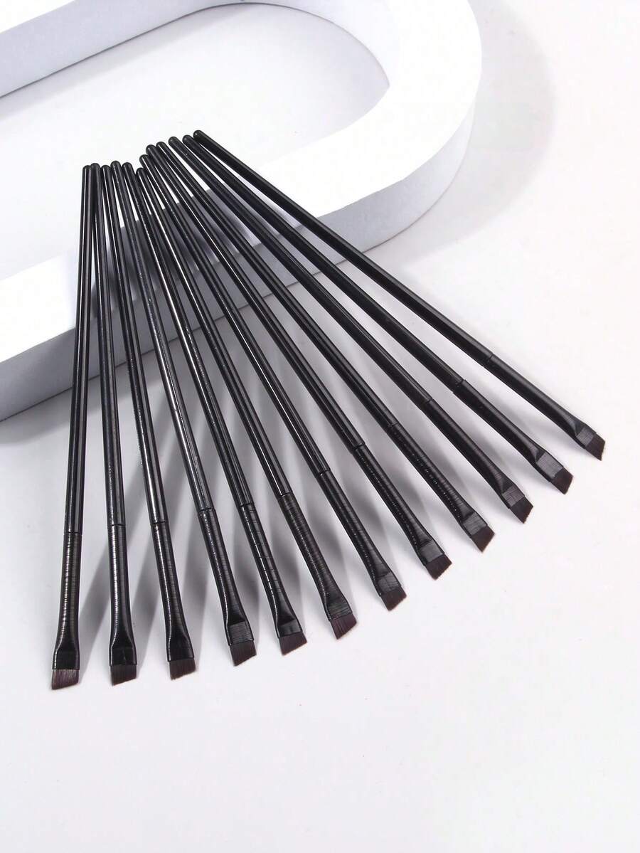 Black Ultra-Fine Blade Eyeliner Brush Soft Bristle Makeup Brush Portable Eyebrow Brush Multi-Function Under Eye Brush All-In-One Makeup Tool - Black - View 1