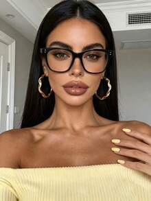 3 أزواج من نظارات بإطارات مربعة كبيرة الحجم: عدسات شفافة، إطارات بأسلوب أكاديمي، مناسبة لأشكال الوجه المختلفة، ومناسبة للارتداء اليومي. - شفاف - مشاهدة 2