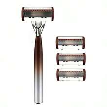 Newest Coffee Brown 6-Layer Manual Razor For Men, Stainless Steel Blades, Ergonomic Non-Slip Handle, Smooth & Close Shaving - Safety Tazor + Blade - View 19