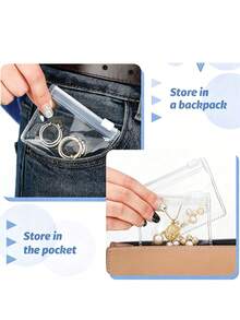 20pcs Transparent Reusable Zipper Bags - Portable Storage Bags For Jewelry, Cosmetics, Office Supplies And Small Items; Smooth Surface, Rectangular Design With Zipper Closure, Suitable For Jewelry Storage And Roll-Up Jewelry Pouches. University Holiday Cruise Summer Vacation Essentials Travel Accessories Travel Storage Bags Travel Essentials Travel Supplies Travel Bags - Multicolor - View 4