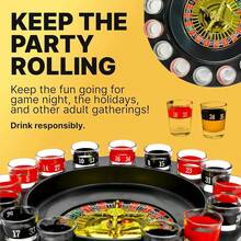 Juego de casino Shot con ruleta, 16 tazas de bebida destilada - Negro - Ver 4