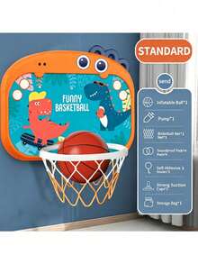 Adjustable Wall-Mounted Kids Basketball Hoop Set, Suitable For 3-8 Years Old, Cartoon Animal Design, Multi-Function Shooting And Ring Toss Game, Foldable And Easy Storage, Indoor/Outdoor Parent-Child Sports Toy, Suitable For Boys And Girls - Multicolor - View 13