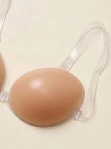 1Pc Breathable Skin-Friendly Washable Self-Adhesive Invisible Bra, Front Closure Deep V Shaping Pasties For T-Shirts Low-Cut Tops Wedding Backless - Apricot - View 4
