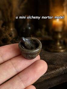 Miniature Alchemy Scene Ornament Set Includes Potion Bottles, Candle Holders, Mortar And Pestle, Scrolls And Magic Books Miniature Models. Dollhouse Witch Scene Decoration Accessories - one-size - View 6