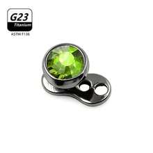 1PC ASTM F136 Titanium Crystal Dermal Anchor Tops 5mm Zirconia 14G Surface Piercing Skin Base Piercing Jewelry - Multicolor - View 19