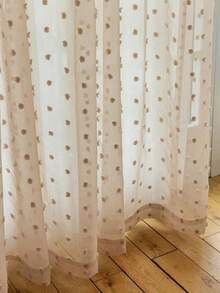 1 Panel Or 2 Panels Beige Fluffy Ball Sheer Curtain, Modern Minimalist Style, Rod Pocket Design, Translucent But Not See-Through, Washable And Easy Care, Suitable For Living Room, Bedroom, Various Room Types - Brown - View 11