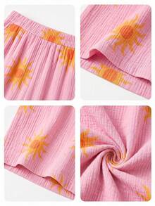 Women's Loose Fit Sunflower Print Casual Pants With Pockets, Suitable For Summer Vacation, Beach White Spring - White - View 5