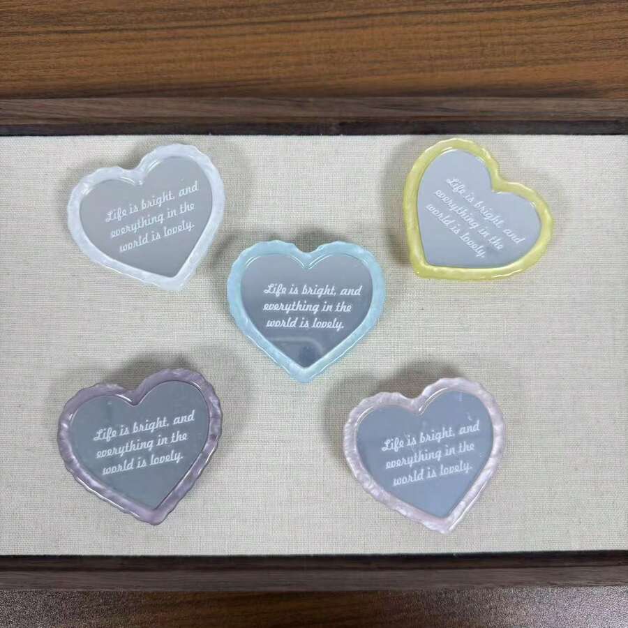 Minimalist Mirror Heart-Shaped Phone Adhesive Stand, Compatible With All Phones, Desktop Stand - Multicolor - View 1