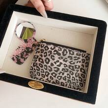 Leopard Print Multi-Slot Mini Wallet PU Zipper Coin Purse With Chain, Comb And Mirror, Can Be Attached To Bag - Multicolor - View 7