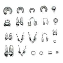 20pcs 18K Silvery Plated Crimp Beads Wire Guardians Clamshell Bead Tips Knot Covers End Caps For DIY Bracelet Necklace Jewelry Making Findings - Silver - View 7