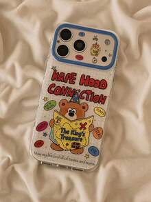 1pc INS Cute Cartoon Colorful Reading Bear Phone Case, Compatible With IPhone 17 Pro Max, 16 Pro Max, 17, 16, 15/14 Pro, 13/12/11, Full Coverage Shockproof Protective Case, Creative Fun Design, Girls Phone Case, Compatible With IPhone 18 Pro Max 18 Pro Fashion Phone Case - Multicolor - View 2