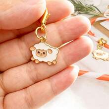 10pcs Exquisite Cartoon Sheep Alloy Pendant, Cute Mini Sheep Animal Enamel Charm, Detachable Keychain Style Decoration, Suitable For Handbags Or Keychains, Easy To Install, Perfect As Holiday Or Birthday Gift - Beige - View 5