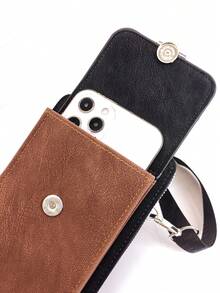 New Crossbody Phone Wallet, Multifunctional Large Capacity Double Zipper Phone Wallet, Fashionable Minimalist Delicate And Soft, Suitable For Casual, Vacation, Dating - Black - View 4