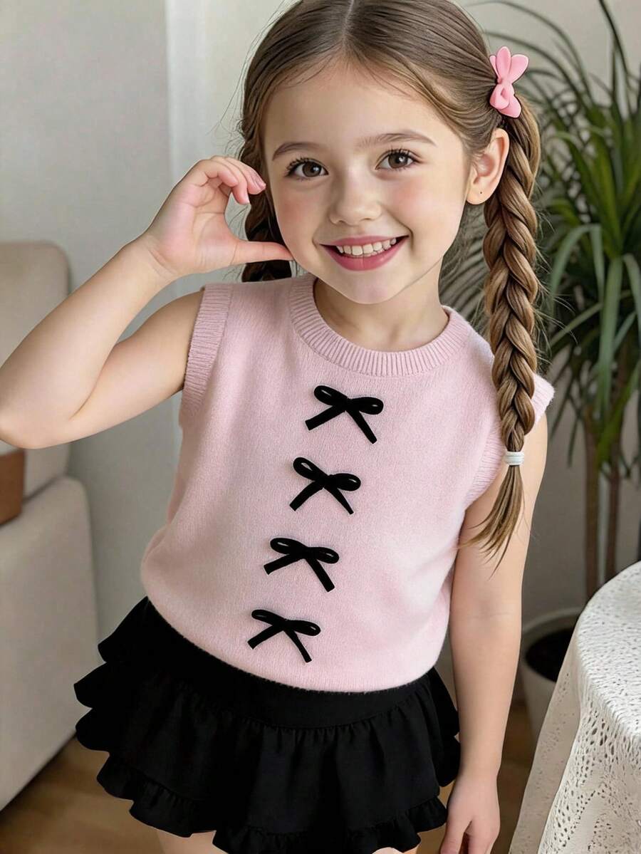 Young Girls Knit Tops - Pink - View 1