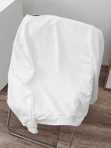 Impala Sudadera de cuello redondo ajustada con estampado minimalista de equitación para hombre, para uso casual y diario, primavera/otoño - Blanco - Ver 2